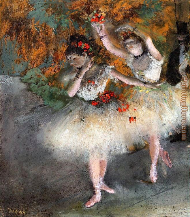 Two Dancers Entering the Stage painting - Edgar Degas Two Dancers Entering the Stage art painting
